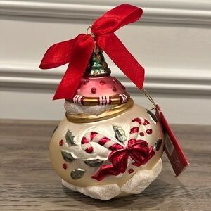 Lenox Yuletide Treasure Tea Party Sugar Bowl Ornament Made in Germany NWT